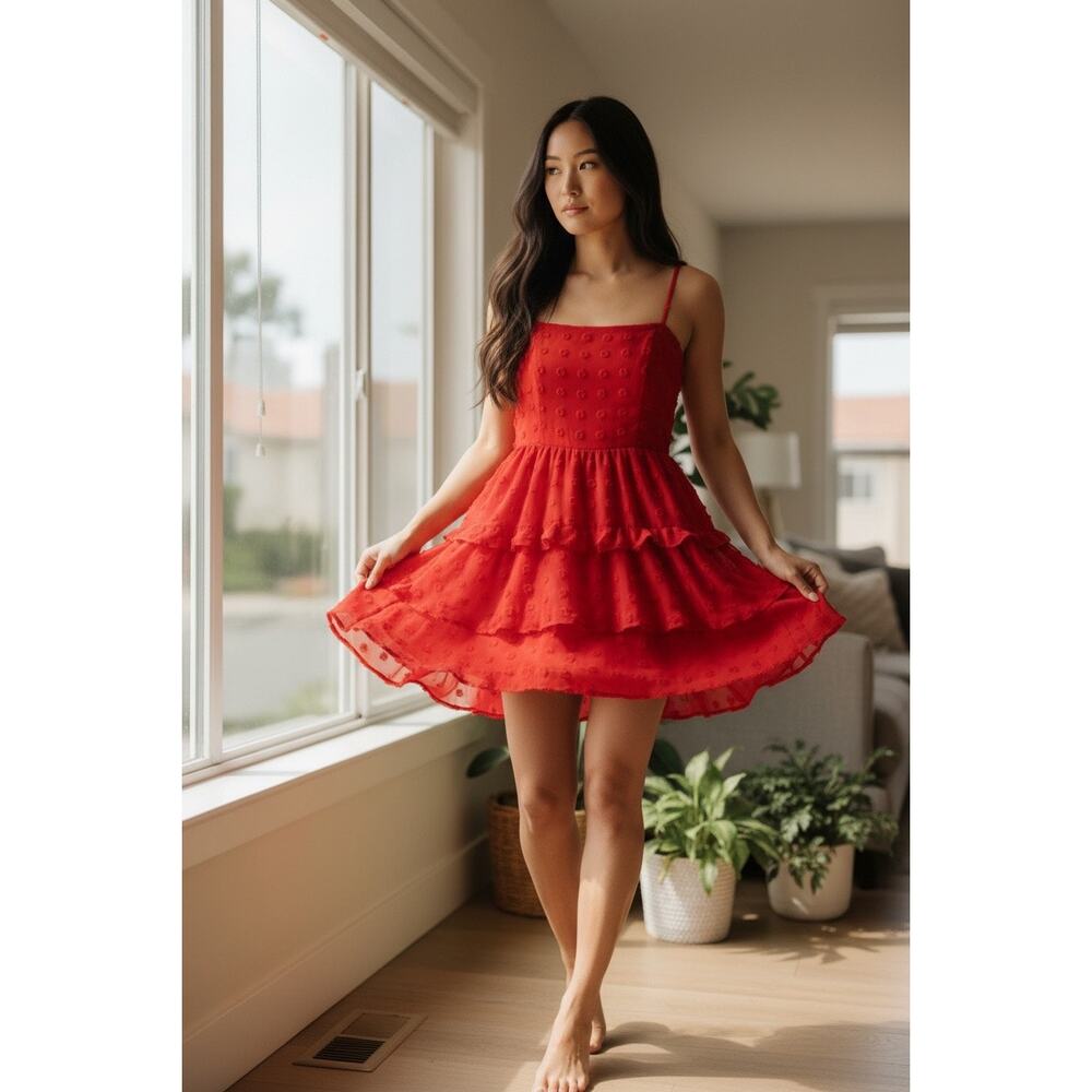Fire Red Dress By Blue Rain Size Small - Picture 7 of 7